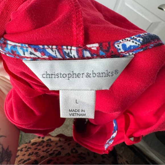 CHRISTOPHER & BANKS Woman’s Lightweight Red Zip Up Hoodie Size L - Picture 3 of 6